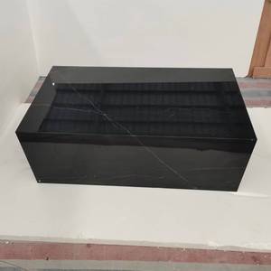 Moderner Runder Schwarzer Marquina Marmor Couchtisch mit Edelstahlrahmen und Naturmaterial für Wohnzimmer-Möbel - Product Image 6