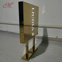 Panneau publicitaire extérieur personnalisé avec boîte aux lettres en métal illuminée en forme de miroir doré