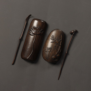 Ensemble de cuillères à thé en bambou sculpté, couleur antique, accessoires de cérémonie du thé portables, ensemble de thé Kung Fu - Product Image 2