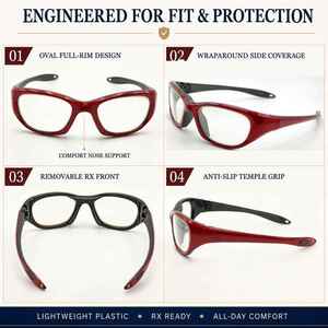 <span class=keywords><strong>Gafas</strong></span> de Seguridad TR90 RX con Almohadilla Nasal de Goma Suave, <span class=keywords><strong>Gafas</strong></span> Deportivas Irrompibles para Baloncesto, Pickleball, Protección Contra Impactos - Product Image 3
