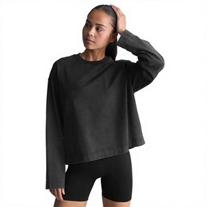 เสื้อสเวตเชิ้ตครอปแขนยาวคอกลมสำหรับผู้หญิงรุ่นใหม่ น้ำหนักเบา เหมาะสำหรับออกกำลังกาย รับผลิตแบบ OEM ขายส่งจากโรงงาน - Product Image 5