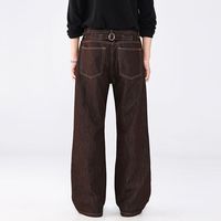 Nouveau style Old Money Y2K, pantalon décontracté taille mi-haute en denim respirant et écologique à jambe large