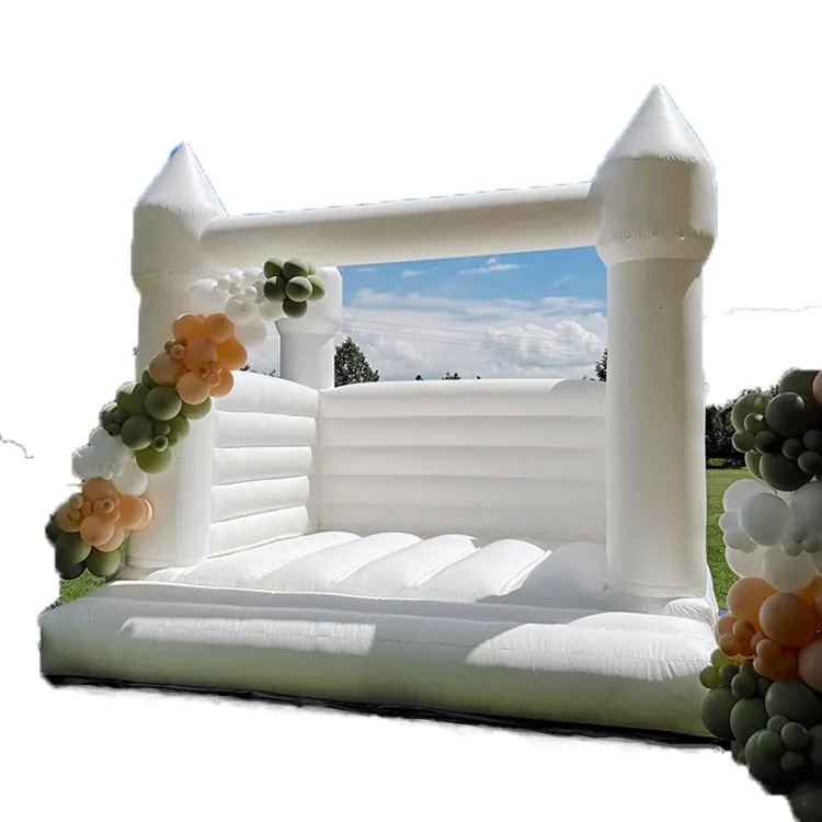White Inflatable Jumping Castle Pink Wedding Bounce House Party Bouncy Castle