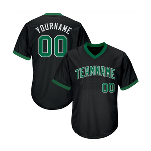 Maillot de baseball pour hommes en gros, fabriqué en Mexique, noir, personnalisé, vierge, uni - Product Image 3