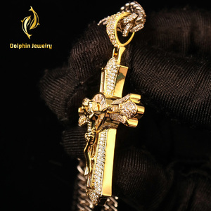 Bijoux fins en <span class=keywords><strong>argent</strong></span> sterling 925, pierres moissanite baguette, pendentif croix classique, pendentif Jésus, pour homme et femme, religieux - Product Image 4