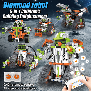 Kit de construction de <span class=keywords><strong>robot</strong></span> de programmation STEM 5 en 1 avec contrôle par application, 593 pièces, science, 2,4 GHz, rechargeable, RC Stunt <span class=keywords><strong>Racer</strong></span> Tank, jouet 3D - Product Image 3