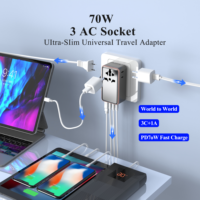 FOXCAN Nouvel Adaptateur de Voyage Universel Ultra-Fin PD45W avec 1 Port USB-A et 3 Ports USB-C Léger et Compact pour les Voyages Internationaux
