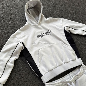 Custom Sweat <b>Suit</b> Manufacturer Patchwork Cotton Hoodie and Baggy Sweatpants Set <b>Jogging</b> <b>Suit</b> Oversized Men's Sports Tracksuit - Product Image 3