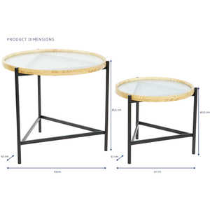 Juego de 2 Mesas Auxiliares de Vidrio y Metal, 62x62x55.5 cm de Alto, 55.5 cm - Product Image 3