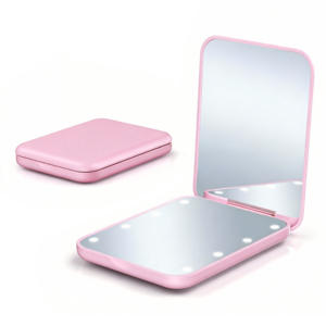 Miroir de maquillage LED pliable compact avec logo de marque privée, avec cadeau promotionnel, miroir portable - Product Image 1