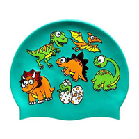 Nouveauté en gros : Bonnet de bain élastique en silicone coloré pour enfants, motif dessin animé, idéal pour la plage et la plongée