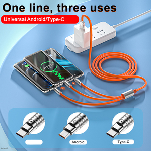 Dòng Dữ Liệu Nhiều Phổ Cáp USB Micro USB Kẽm Hợp Kim 3 Trong 1 Cáp USB 120W Cáp Điện Thoại Cho iPhone Android - Product Image 3