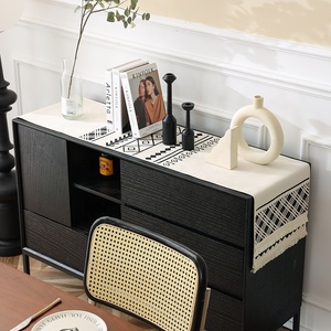 שולחן אוכל ביתי מודרני עיצוב דפוס גיאומטרי מודפסת גיאומטריה מודפסת עץ ארוגים - Product Image 2