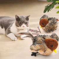 Jouet pour chat en peluche écologique, interactif, sonore, avec herbe à chat, à ailes mobiles, simulation d'oiseau, activé par le toucher, pour la poursuite