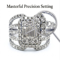 Bague de mariage personnalisée en or 18 carats avec diamants multi-bandes et grappe de baguettes, bijoux fins, fabrication OEM ODM