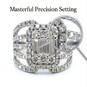Bague de mariage personnalisée en or 18 carats avec diamants multi-bandes et grappe de baguettes, bijoux fins, fabrication OEM ODM - Product Image 2