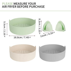 Juego de 5 Forros de Silicona Redondos de 7.5 Pulgadas para <span class=keywords><strong>Freidora</strong></span> de <span class=keywords><strong>Aire</strong></span>, Platos y Moldes para Hornear con Mini Guantes de Horno - Product Image 2