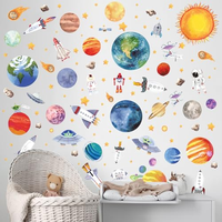 Milaosk Autocollants muraux autocollants en vinyle pour enfants, décorations murales planètes et astronautes pour chambre de bébé, enfant, fille, salle de classe