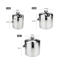 Seau à glace isotherme double paroi 3L en acier inoxydable 304 avec plateau de drainage et pince à glace pour bar - Vente en gros