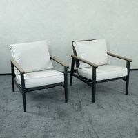Ensemble de meubles d'extérieur modernes J&M T719 en rotin PE, canapé 4 places, fauteuil avec table basse, structure en fer, meubles de cour