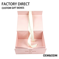 Caja de Regalo Plegable de Cartón Rígido Magnética con Cierre de Cinta de Papel Impresa Rosa Ecológica Portátil con Logotipo Personalizado