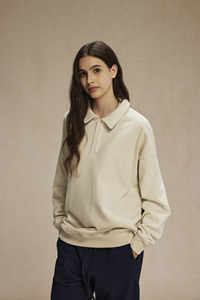 Felpa Oversize Personalizzata in Spugna Francese Pesante 100% Cotone con Collo a Revers e Maniche Lunghe per Uomo - Product Image 6