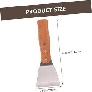 Grattoir <span class=keywords><strong>de</strong></span> nettoyage pour plaque <span class=keywords><strong>de</strong></span> cuisson en acier inoxydable <span class=keywords><strong>de</strong></span> qualité industrielle avec manche en bois, <span class=keywords><strong>spatule</strong></span> <span class=keywords><strong>de</strong></span> nettoyage pour barbecue et cuisine Teppanyaki - Product Image 2