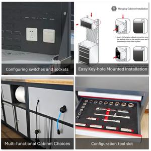 उपकरण पिट भंडारण रोल पिंजरे के साथ दराज पेशेवर कार्यशाला उपकरण स्टेनलेस स्टील गाड़ी - Product Image 5