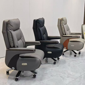 Silla Ejecutiva Giratoria de Lujo Moderna, Nuevo Diseño, Reclinable Manual y Eléctrica, Silla de Jefe en Cuero Sintético para Oficina en Casa - Product Image 2