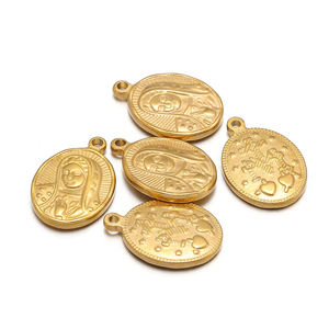 Virgin Mary liontin agama 304 baja tahan karat 18k liontin jimat berlapis emas untuk membuat kalung - Product Image 1