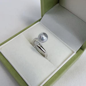 Anillo Ajustable de Plata de Ley S925 con Perla de Mar de 8.5-9 mm de Zhuji, Estilo Simple y Moderno - Product Image 4