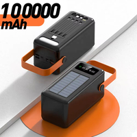 Bank Daya Portabel Kapasitas Tinggi 120000mAh Bertenaga Surya Baterai Li-Polymer Pengisian Cepat Pengisian Nirkabel Layar LED Penyangga