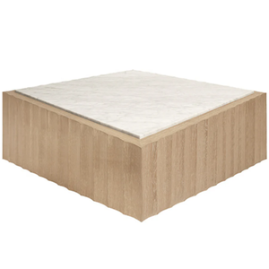 Granger Coffee TableSquare coffee <b>table</b> with fluted detail in cerused oak with <b>white</b> carrara marble top - Product Image 2
