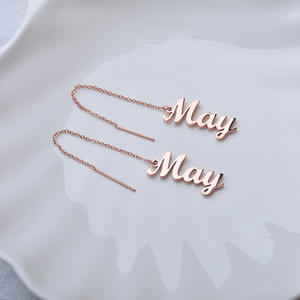 Boucles d'oreilles créoles minimalistes personnalisables en acier inoxydable avec plaque signalétique personnalisée Dropshipping Direct - Product Image 3
