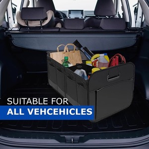 Boîte de rangement pour coffre de voiture en tissu <span class=keywords><strong>Oxford</strong></span> noir grande capacité 58*37*32cm, séparateurs amovibles, 12 poches supplémentaires, pliable, imperméable - Product Image 2