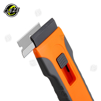 CLEZE DIY Grattoir de nettoyage de vitres de voiture en acier à long manche avec lame amovible pour l'élimination des autocollants de fenêtre