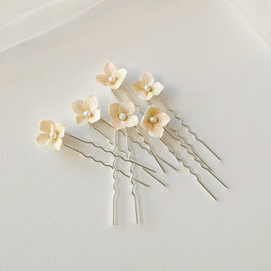 Peineta de Flores de Cerámica con Degradado Amarillo Verde, Elegante Tocado de Pedrería para Novia de Boda - Product Image 5