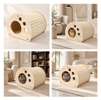 Lit pour animaux de compagnie moderne en bois pour chat et petit chien, rectangle, bois massif, confortable, ventilé, décoration intérieure naturelle, chambre à coucher, carton