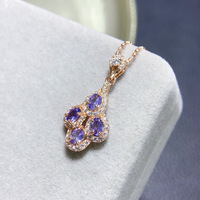 Pendentif en Tanzanite Naturelle avec Éclat de Feu Éblouissant, Sertie avec Précision dans de l'Argent Sterling 925, Style Nature, Pierre Principale 3x4mm