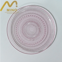 Assiettes de présentation rondes en verre rose cristal de 13 pouces, style vintage, à pois en relief, décoratives, pour mariages, hôtels et fêtes, vente en gros