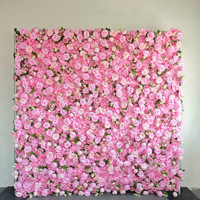 NINI Spécial Saint-Valentin Mur de fleurs artificielles en soie de 2,4 m fait main, écologique, rouge/couleurs personnalisées, pour décoration de mariage moderne
