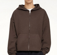 YKH 80G Boxy personnalisé poids lourd culture Style Air couche sweats à capuche zippés logo personnalisé imprimé porter sweat à capuche zippé pour hommes