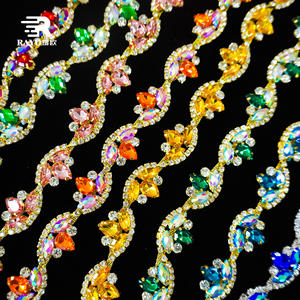 Aplique de cristal de diamantes de imitación dorado y plateado y dorado por yarda para cinturón de faja nupcial - Product Image 1