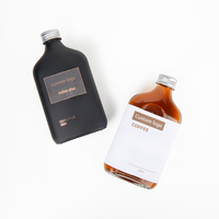 Flacon plat vide noir mat personnalisé 350 ml 12 oz bouteille en verre de boisson de jus de café infusé à froid