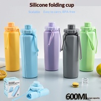 Bouteille d'eau pliable en silicone 450ml étanche gourde de sport et cyclisme pour voyage en gros