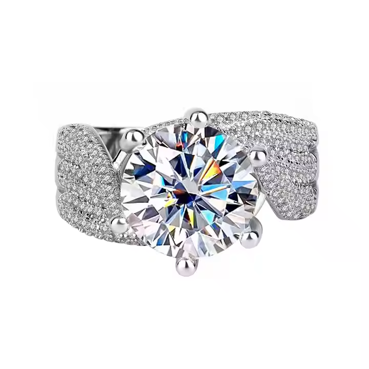 High Quality 925 Sterling Silver Moissanite Rings 3ct 5ct Round