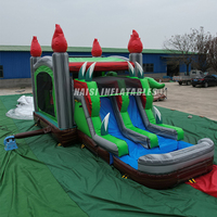 Château gonflable 3D Dinosaure avec toboggan aquatique T-Rex, pour utilisation humide ou sèche, avec piscine à jets d'eau pour enfants