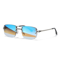 Lunettes de soleil décoratives sans monture UV400, verres PC, monture carrée en métal, colorées, rétro, logo personnalisé, unisexe, mode, protection UV