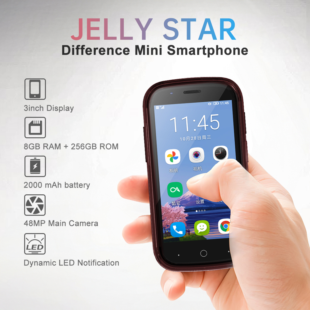 Unihertz - Jelly Star 3.0型 8GB/256GB ブラック SIMフリー4Gス 3 inch 4G LTE Unihertz Jelly Star Mini Smartphone Android 13