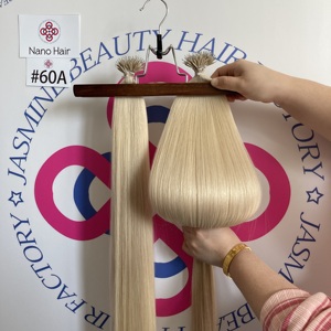 ขายส่งผมสีบลอนด์อ่อนคุณภาพสูง 60 นิ้ว # ต่อผมนาโนโลหะ 60A ขนาด 26 นิ้ว แบบ Double Drawn  มองไม่เห็นรอยต่อ  พร้อมห่วงนาโนโลหะ  ผมแท้ Remy - Product Image 5